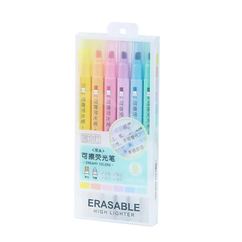 6 τεμ. Erasable highlighters Παστέλ μαρκαδόροι Dual tip Fluorescent pen for art Drawling Doodling Marking School Ιαπωνικά χαρτικά