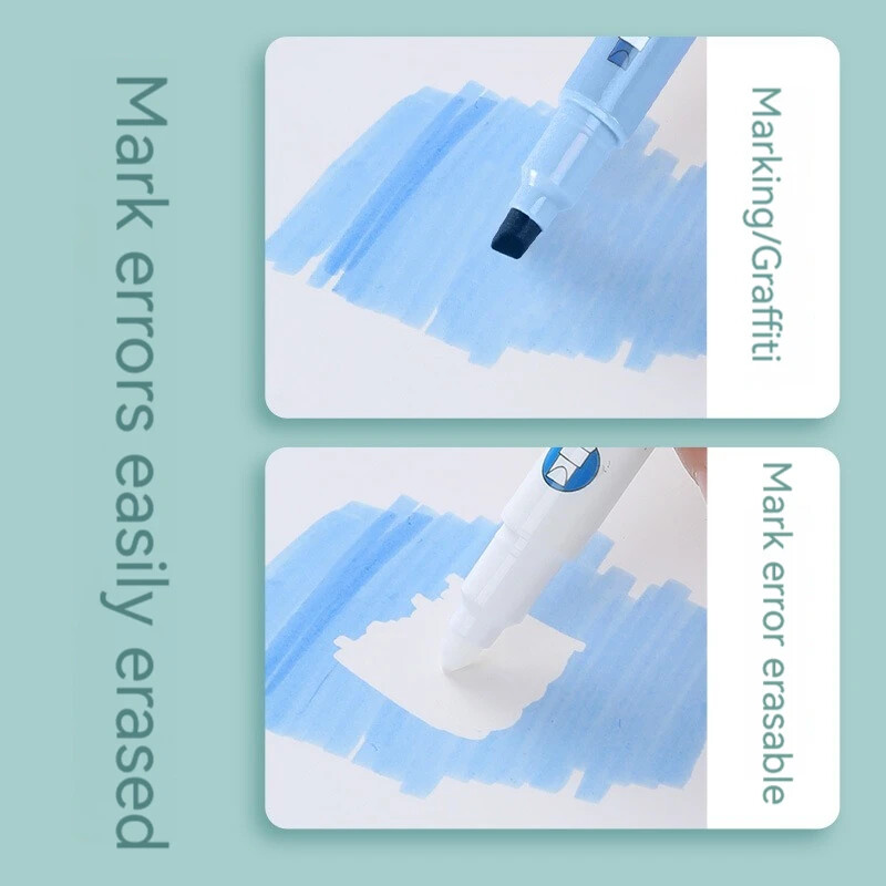 6 bucăți de evidențiere ștergebile Markere pastel cu vârf dublu stilou fluorescent pentru desen de artă, mâzgăli, marcare, papetărie școală japoneză