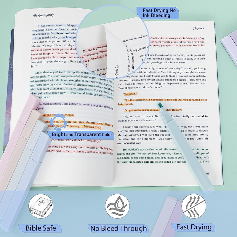 Esiletõstjad Armsad pastellpliiatsid 12 värvi piiblipliiatsid, mis ei voola pehme otsaga, esteetikaga pliiatsid Markerid Kawaii statsionaarsed õpilastele