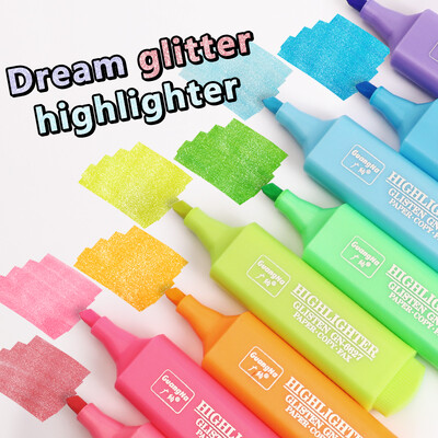 8 szín/készlet Glitter Highlighters Pen Fine Flash Marker Tollfestmény készítő Scrapbook Napló Napló Diákírószer kellék