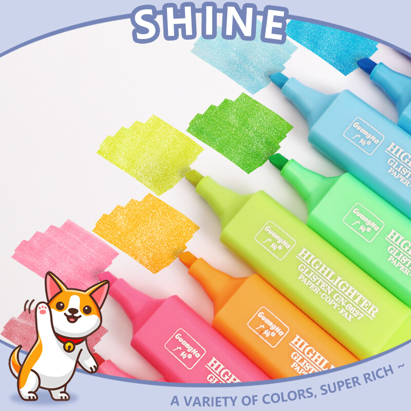 8 culori/set Sclipici Highlighters Pen Fine Flash Marker Pen Creator de pictură pentru Scrapbook Jurnal Jurnal Student Papetarie Aprovizionare