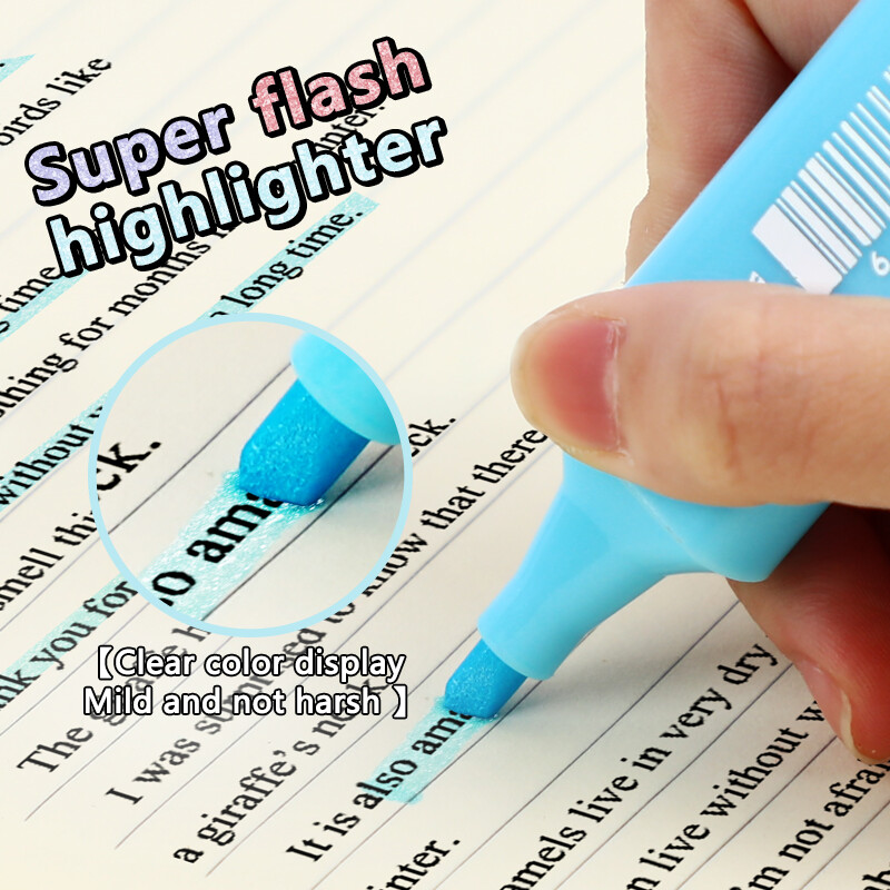 8 culori/set Sclipici Highlighters Pen Fine Flash Marker Pen Creator de pictură pentru Scrapbook Jurnal Jurnal Student Papetarie Aprovizionare