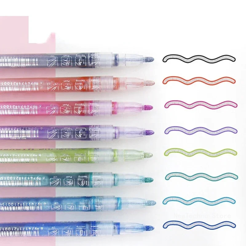 Kahe joonega piirjoonega kunstipliiatsi markerpliiats õpilastele DIY grafiti esiletõstja väljalõigete album Bullet Diary plakat Kaardi joonistus