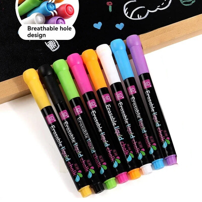 Fluorescentna flomaster olovka s tekućom kredom u 8 boja za bijelu ploču, grafiti, LED oglasna ploča, bijela 1-2 mm