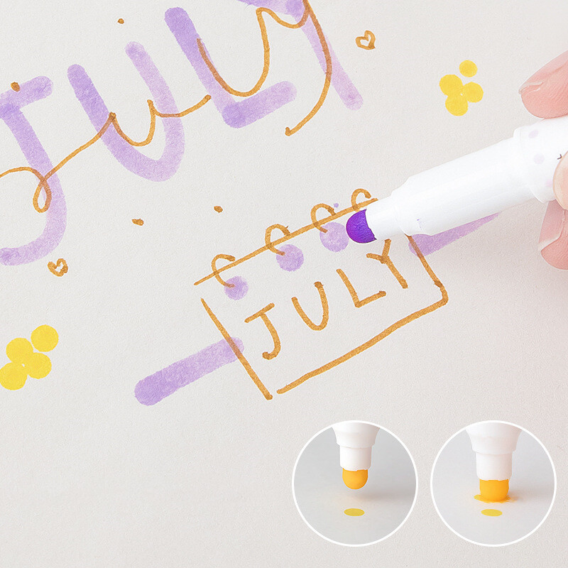 6 tk värviliste punktide esiletõstmise pliiatsikomplekt, kahepoolne peenvooderdus ja täppmarkerid joonistamiseks maalimiseks Kontoritarbed A6279