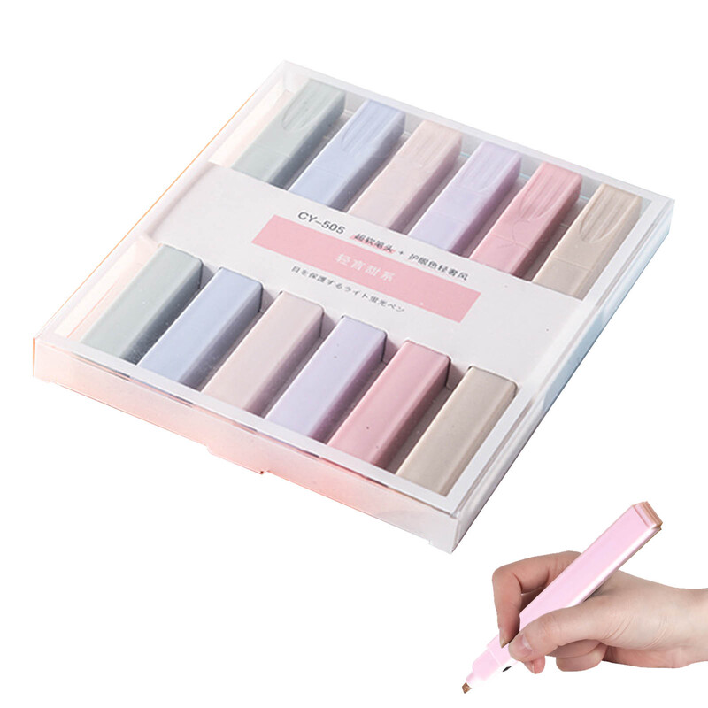 Andstal 6tk/partii Morandi Highlighter Pliiatsikomplekt 24 Värvi Pastelne Fluo Kooliteksti Markeritele Kirjatarbed Mini Vilt-otsaga markerid