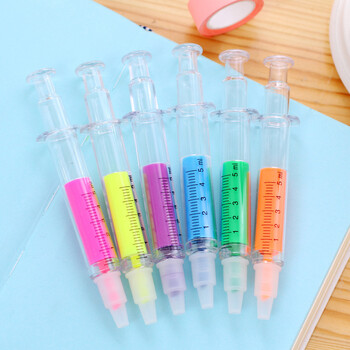 6 τεμάχια/σετ Kawaii σύριγγα Fluorescent highlighter μαρκαδόροι παστέλ στυλό σχεδίασης για μαθητικά σχολικά είδη γραφείου Χαρτικά