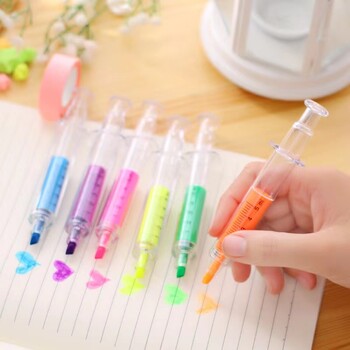 6 τεμάχια/σετ Kawaii σύριγγα Fluorescent highlighter μαρκαδόροι παστέλ στυλό σχεδίασης για μαθητικά σχολικά είδη γραφείου Χαρτικά