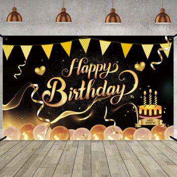 2024 New Happy Birthday Background Fabric Banner Hanging Fabric Polyester Decorative Flag Polyester Fiber Cross Border Shipping