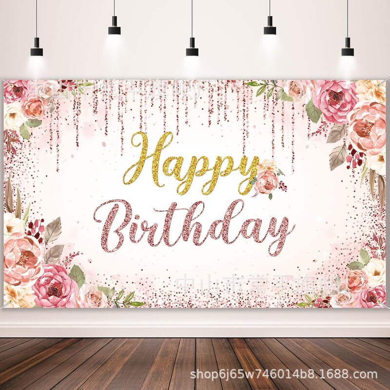 2024 uus palju õnne sünnipäevaks taustal kangast bänner Rippuv kangas Polüester Dekoratiivne lipp Polüesterkiud piiriülene saatmine