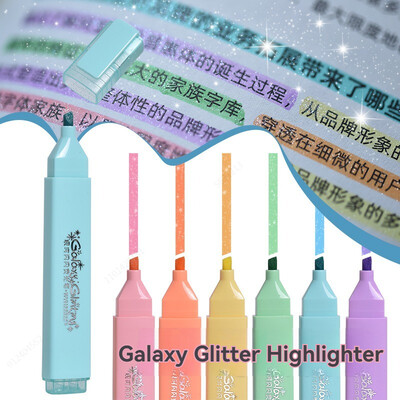 6 Colors Metallic Highlighter Super Flash Fluorescent Pen Metallic Glitter Highlighter Markers Note Taking Journaling Supplies