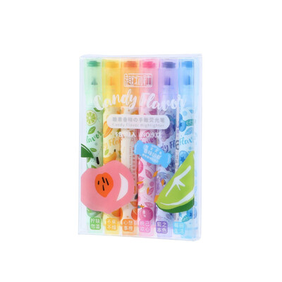 6 tk Kawaii templi esiletõstmise pliiats armas aroom, fluorestseeruv joonistus maalimine kunstimarker pliiats koolitarbed Korea kirjatarbed