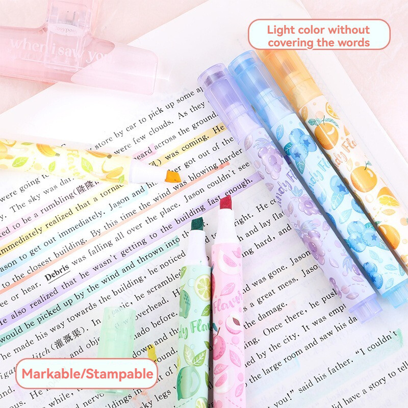 6 tk Kawaii templi esiletõstmise pliiats armas aroom, fluorestseeruv joonistus maalimine kunstimarker pliiats koolitarbed Korea kirjatarbed