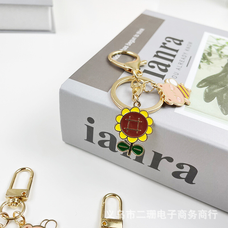 Loominguline multikas päevalillest võtmehoidja ripats Väike mesilane auto võtmehoidja võtmehoidja võtmehoidja ripats