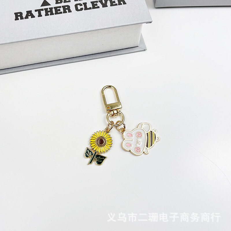 Loominguline multikas päevalillest võtmehoidja ripats Väike mesilane auto võtmehoidja võtmehoidja võtmehoidja ripats