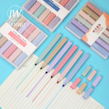 JIANWU 6 τεμ./Σετ Soft Tip Double Head Highlighter Στυλό Ανοιχτό χρώμα Kawaii Marker Φθορίζον στυλό Scrapbooking Ζωγραφική Χαρτικά