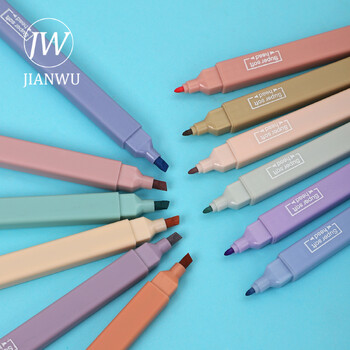 JIANWU 6 τεμ./Σετ Soft Tip Double Head Highlighter Στυλό Ανοιχτό χρώμα Kawaii Marker Φθορίζον στυλό Scrapbooking Ζωγραφική Χαρτικά