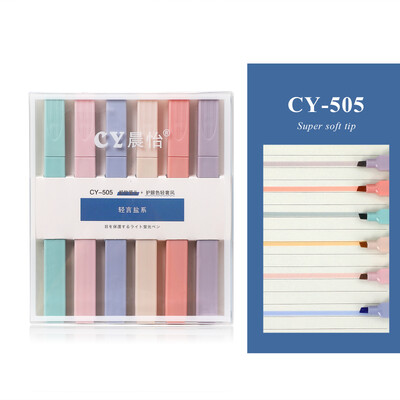 JIANWU 6 bucăți/set pix pentru evidențiere cu cap dublu cu vârf moale, culoare deschisă, kawaii, marker, stilou fluorescent, pentru album de album, articole de papetărie pentru pictură