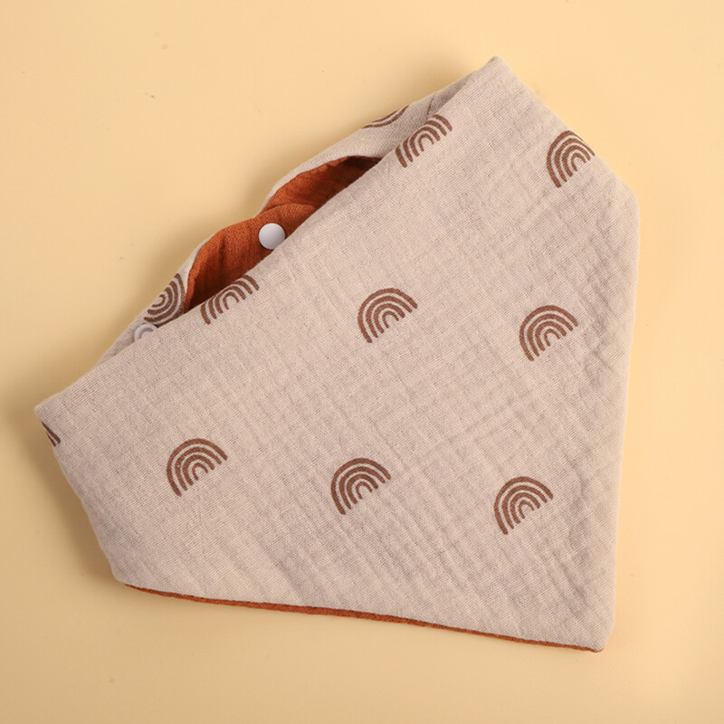 Beebiriidest drool neljakihiline marli beebi veekindel kolmnurkriidest drool rinnahoidja ees ja taga saadaval kontrastvärvi beebi rinnahoidja