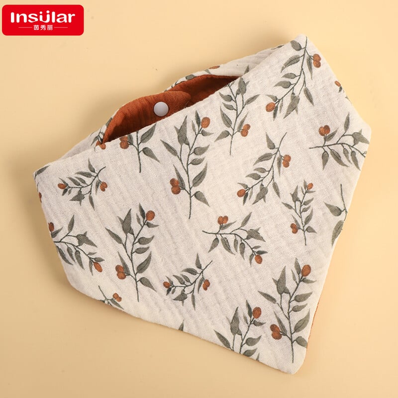 Beebiriidest drool neljakihiline marli beebi veekindel kolmnurkriidest drool rinnahoidja ees ja taga saadaval kontrastvärvi beebi rinnahoidja