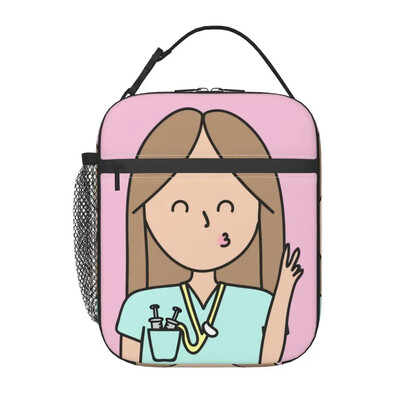 Enfermera En Apuros Doctor Nurse Medicīniskā pusdienu soma sievietēm ar termo dzesētāju izolētas pusdienu kastes bērniem skolas bērniem