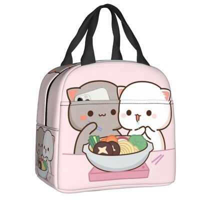 Γελοιογραφία Mochi Cat Peach And Goma Lunch Box Γυναικεία επαναχρησιμοποιήσιμη στεγανή ψύξη θερμομονωμένη τροφή Παιδική τσάντα μεσημεριανού γεύματος Παιδιά σχολείου