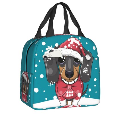 Geantă de prânz izolată Dachshund pentru femei, bursuc, cârnați, răcitor termic pentru câine, geanta pentru prânz, copii, școlari