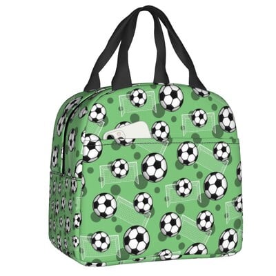 Prilagođena kutija za ručak s nogometnom loptom Hladnjak s nogometnim uzorkom Termalna torba za ručak s toplinskom izolacijom za hranu Višekratne torbe za piknik za školsku djecu