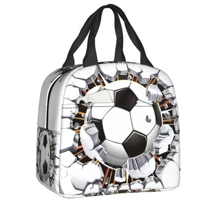 Prilagođena kutija za ručak s nogometnom loptom Hladnjak s nogometnim uzorkom Termalna torba za ručak s toplinskom izolacijom za hranu Višekratne torbe za piknik za školsku djecu