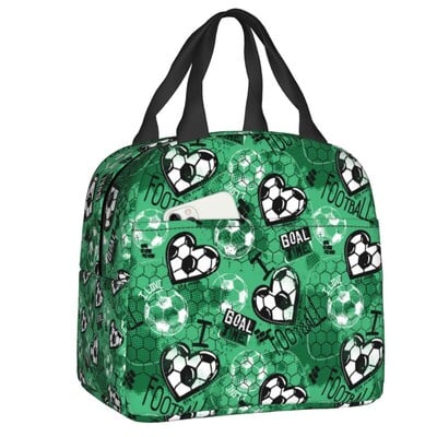 Prilagođena kutija za ručak s nogometnom loptom Hladnjak s nogometnim uzorkom Termalna torba za ručak s toplinskom izolacijom za hranu Višekratne torbe za piknik za školsku djecu