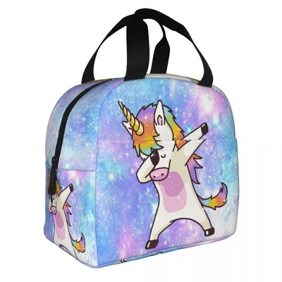 Cutie de prânz portabilă cu model de desene animate cu unicorn drăguț pentru femei, termoizolatoare, termoizolatoare pentru alimente, geantă de prânz pentru școală, copii, elev
