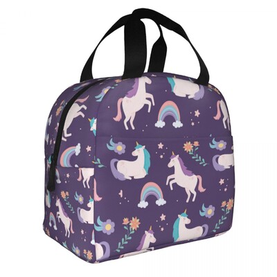 Cutie de prânz portabilă cu model de desene animate cu unicorn drăguț pentru femei, termoizolatoare, termoizolatoare pentru alimente, geantă de prânz pentru școală, copii, elev