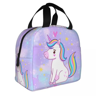 Cutie de prânz portabilă cu model de desene animate cu unicorn drăguț pentru femei, termoizolatoare, termoizolatoare pentru alimente, geantă de prânz pentru școală, copii, elev