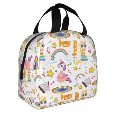 Cutie de prânz portabilă cu model de desene animate cu unicorn drăguț pentru femei, termoizolatoare, termoizolatoare pentru alimente, geantă de prânz pentru școală, copii, elev