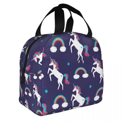Cutie de prânz portabilă cu model de desene animate cu unicorn drăguț pentru femei, termoizolatoare, termoizolatoare pentru alimente, geantă de prânz pentru școală, copii, elev