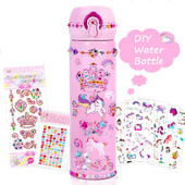Sticla de apă pentru copii unicorn Kit de bricolaj Autocolante cu diamante Decor 500ml Thermos din oțel inoxidabil Fiică Copil Termo Cadouri școlare
