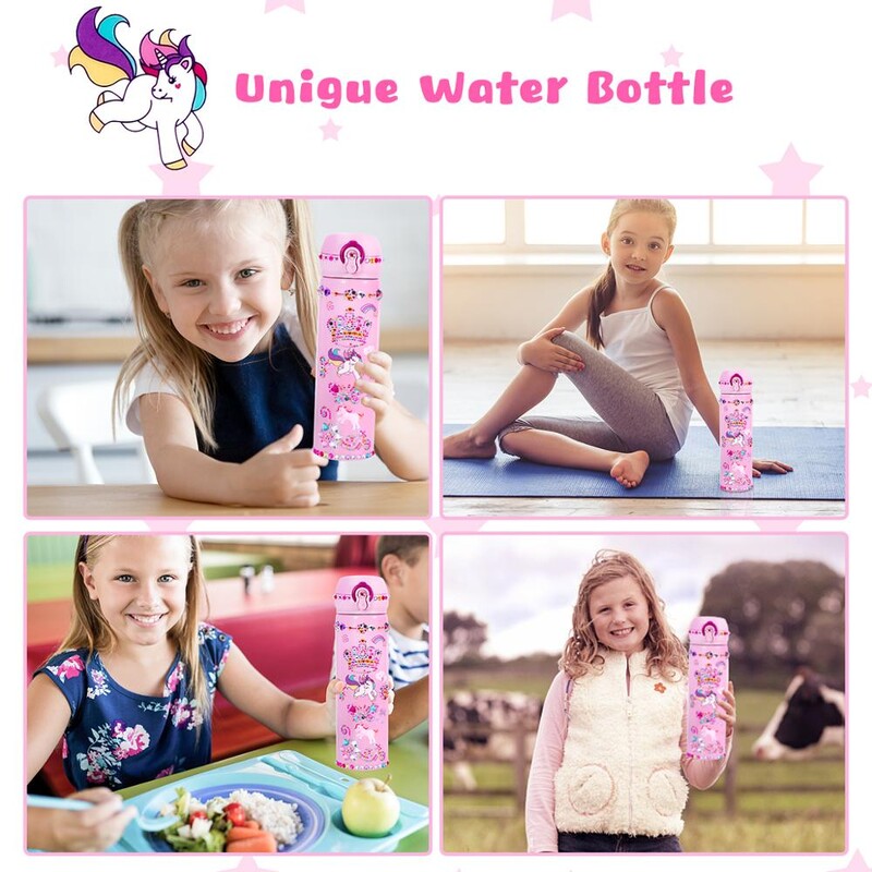 Unicorn Kids kulacs barkács kézműves készlet gyémánt matricák dekor 500 ml rozsdamentes acél termosz lánya gyerek termosz iskolai ajándékok