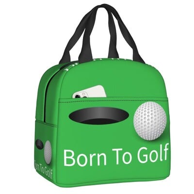 Born To Golf Ball Lunch Bag Women Thermal Cooler Insulated Lunch Container Box for Children Училищна работа Храна Пикник Tote Bags