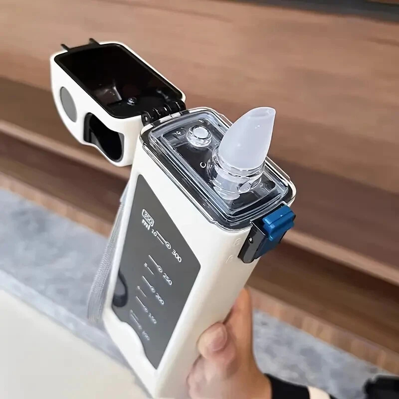 Négyzet alakú sportvízpohár kulacs, magas esztétikai értékű, hordozható diák, felnőtt gyermek férfi férfi 350 ml-es űrtartalmú műanyag szalmapohár