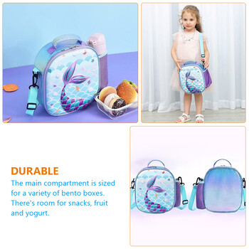 Mermaid Bento Bag Παιδικές τσάντες μεσημεριανού γεύματος Ανοιχτό μπλε Tote Box Students Παιδική φορητή θερμική επαναχρησιμοποιήσιμη φορητή τσάντα ψυγείου μεσημεριανού γεύματος