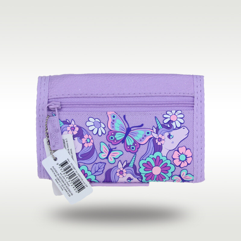 Australija Smiggle Original Vaikiška Piniginė Miela Mergaitė Kortelių Laikiklis Trys Sulankstomi Krepšiai Kawaii Purple Butterfly Unicorn 5 colių