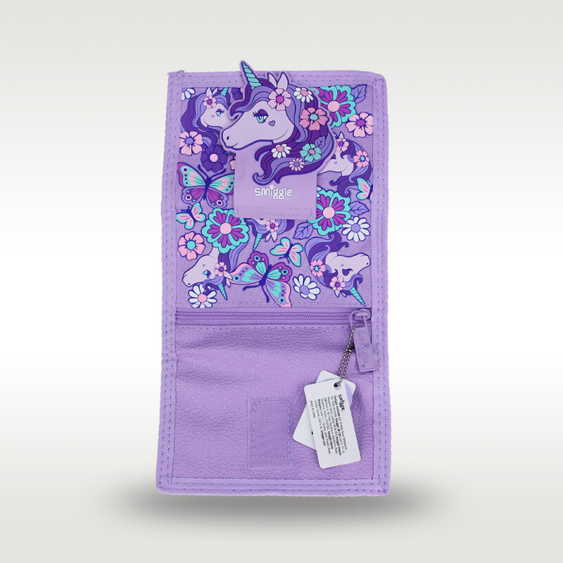 Australija Smiggle Original Vaikiška Piniginė Miela Mergaitė Kortelių Laikiklis Trys Sulankstomi Krepšiai Kawaii Purple Butterfly Unicorn 5 colių