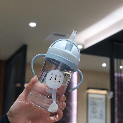 Portable Mini Baby Cup With Shoulder Convenient Kawaii School Straw Cup Milk Bottle Feeding Drinking Bottle For Kids Children