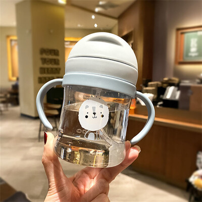 Mini cană portabilă pentru bebeluși cu umăr, ceașcă cu paie pentru școală Kawaii, biberon de lapte, biberon de băut pentru copii