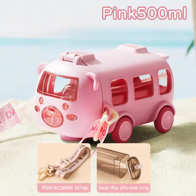 2 in 1 Saab juua ja mängida 500ml suure mahutavusega laste veetass multikas beebibussi kõrretops auto veepudel koolisuvi