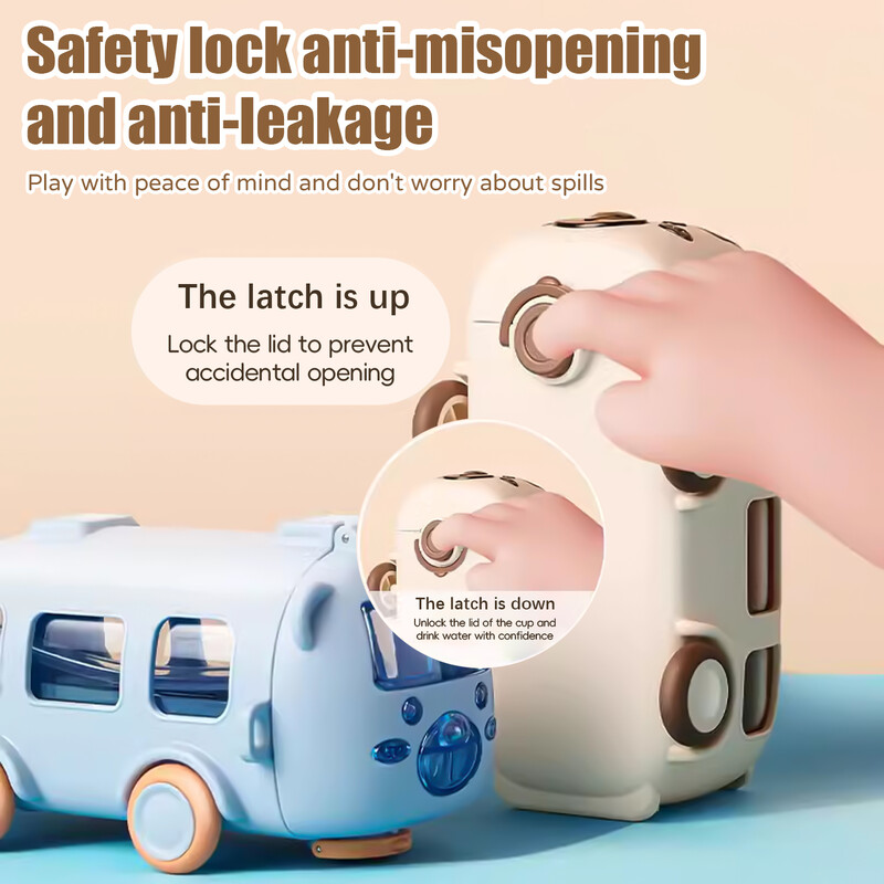 2 in 1 Saab juua ja mängida 500ml suure mahutavusega laste veetass multikas beebibussi kõrretops auto veepudel koolisuvi