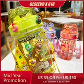 Slatka dječja boca za vodu od 420 ml Boca za vodu za piće sa slamčicom Prijenosna boca Studentski par Plastična čaša Poklon školarcima