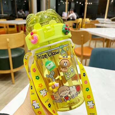 Slatka dječja boca za vodu od 420 ml Boca za vodu za piće sa slamčicom Prijenosna boca Studentski par Plastična čaša Poklon školarcima