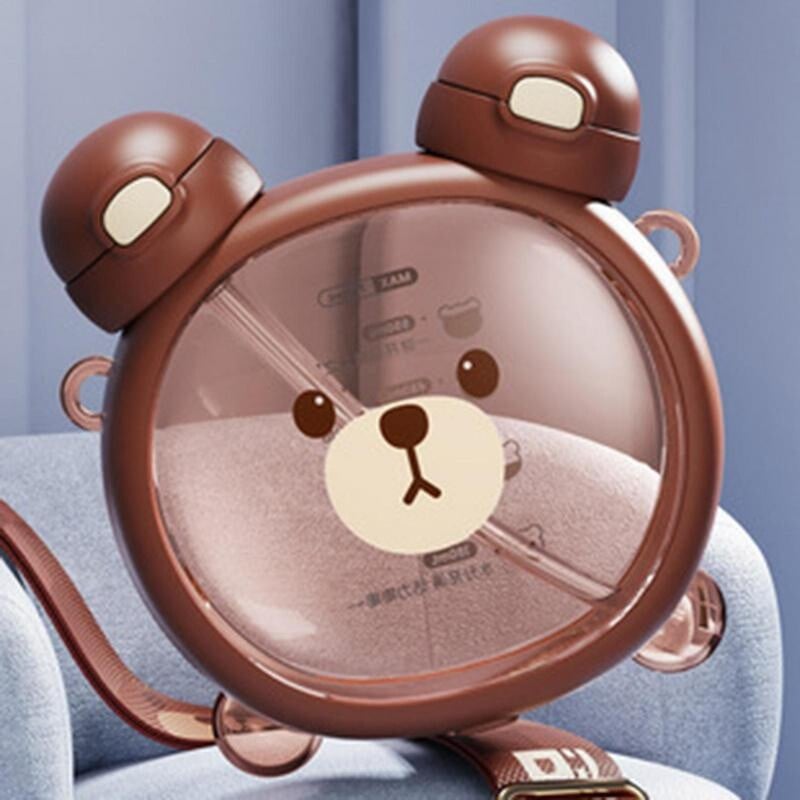 Capacitate mare, 750 ml, ceainic cu urs drăguț, ceașcă de apă cu paie, ceașcă de băut cu paie din silicon de vară, ceașcă de apă pentru copii, kawaii, pentru școală