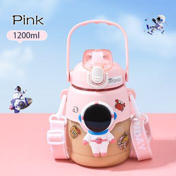 1200ml Cartoon Μπουκάλια Νερού Kawaii Cup with Straw for Kids Enthor μεγάλη χωρητικότητα Μαθητικό Σχολείο Ταξίδι garrafa de agua